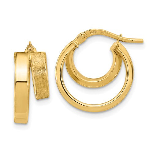 14k-polished-and-brushed-square-tube-double-hoop-earrings-SolomonJeweler-Wichita-KS-CustomJewelry