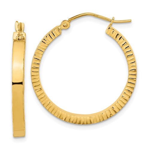 14k-polished-and-textured-sides-hoop-earrings-SolomonJeweler-Wichita-KS-CustomJewelry