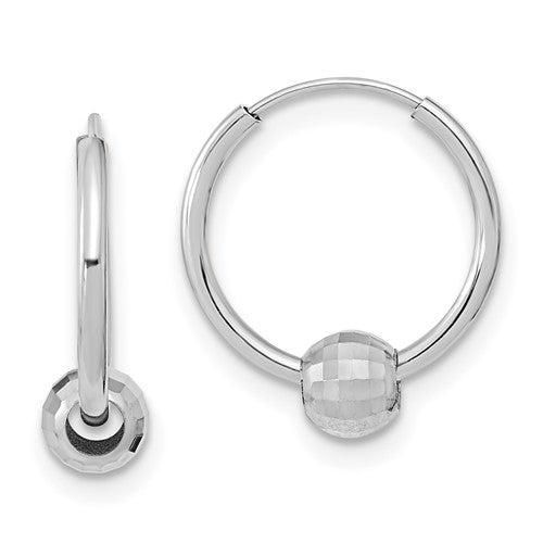 14k-white-gold-polished-hoop-with-a-diamond-cut-ball-earrings-SolomonJeweler-Wichita-KS-CustomJewelry