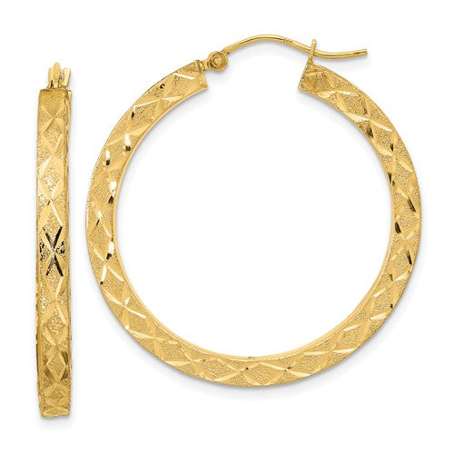 14k-satin-diamond-cut-hoop-earrings-SolomonJeweler-Wichita-KS-CustomJewelry