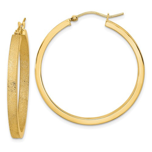 14k-polished-and-brushed-hoop-earrings-SolomonJeweler-Wichita-KS-CustomJewelry