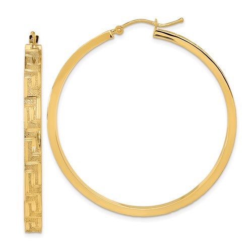14k-polished-and-satin-greek-pattern-hoop-earrings-SolomonJeweler-Wichita-KS-CustomJewelry