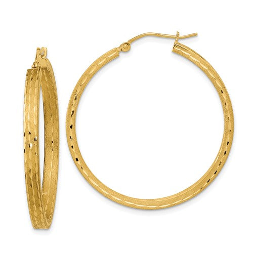 14k-satin-and-diamond-cut-hoop-earrings-SolomonJeweler-Wichita-KS-CustomJewelry