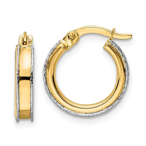 14k-two-tone-diamond-cut-edge-3x14mm-round-hoop-earrings-SolomonJeweler-Wichita-KS-CustomJewelry