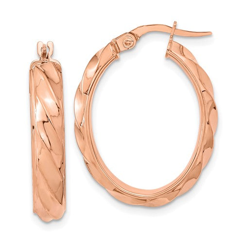 14k-rose-polished-and-twisted-oval-hoop-earrings-SolomonJeweler-Wichita-KS-CustomJewelry