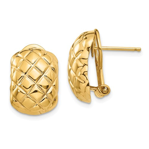 14k-polished-quilted-omega-back-post-earrings-SolomonJeweler-Wichita-KS-CustomJewelry
