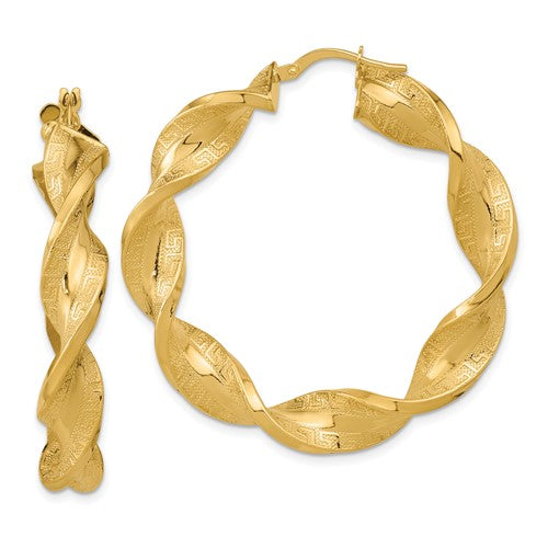 14k-polished-greek-satin-twisted-hoop-earrings-SolomonJeweler-Wichita-KS-CustomJewelry