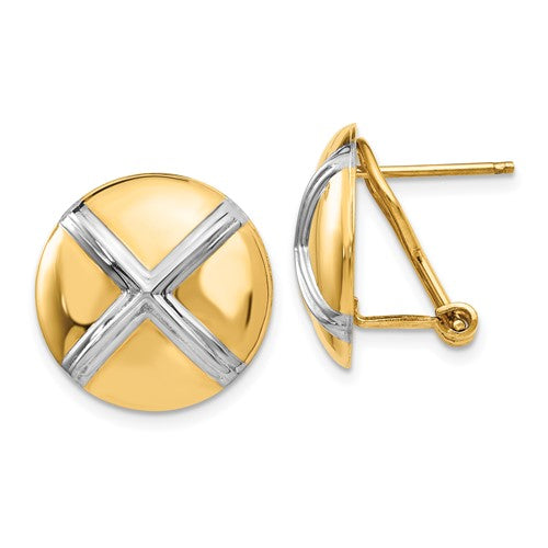 14k-polished-rhodium-x-omega-back-post-earrings-SolomonJeweler-Wichita-KS-CustomJewelry