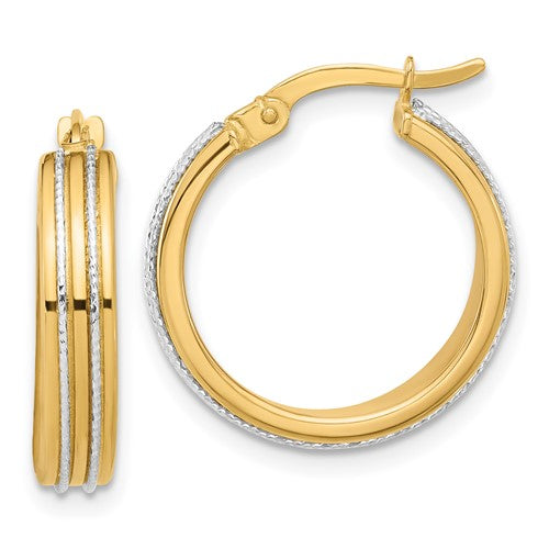 14k-two-tone-polished-and-diamond-cut-hoop-earrings-SolomonJeweler-Wichita-KS-CustomJewelry