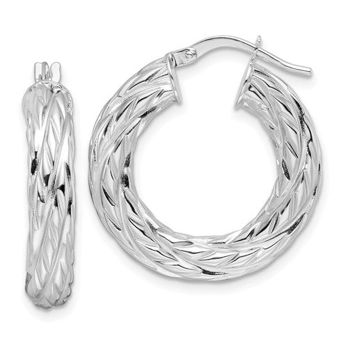 14k-white-gold-polished-4-75mm-woven-texture-round-hoop-earrings-SolomonJeweler-Wichita-KS-CustomJewelry