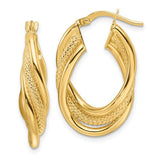 14ky-polished-textured-intertwined-oval-hoop-earrings-SolomonJeweler-Wichita-KS-CustomJewelry