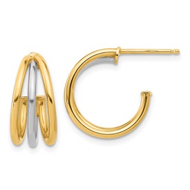 14k-two-tone-polished-multi-row-hoop-post-earrings-SolomonJeweler-Wichita-KS-CustomJewelry