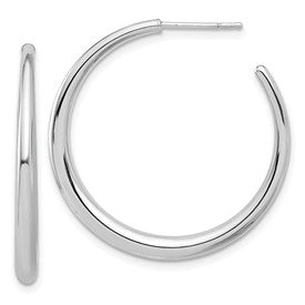 14k-white-gold-polished-hoop-post-earrings-SolomonJeweler-Wichita-KS-CustomJewelry