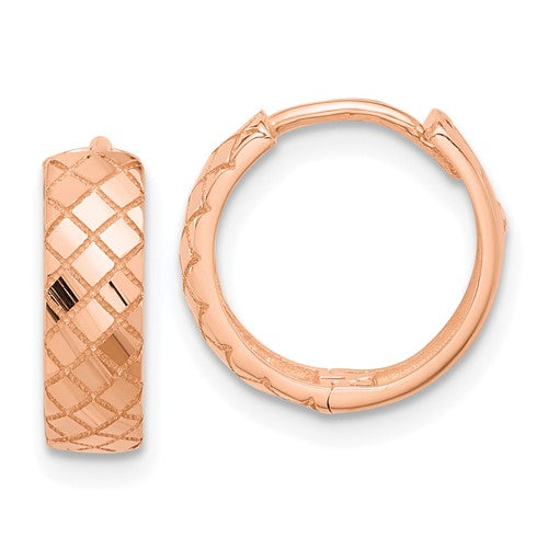 14k-rose-gold-polished-and-etched-hinged-hoop-earrings-SolomonJeweler-Wichita-KS-CustomJewelry