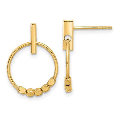 14k-polished-circle-dangle-post-earrings-SolomonJeweler-Wichita-KS-CustomJewelry