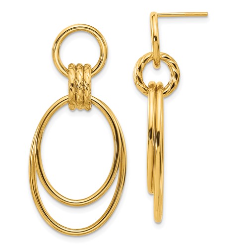 14k-polished-and-textured-dangle-post-earrings-SolomonJeweler-Wichita-KS-CustomJewelry