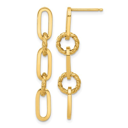14k-polished-chain-link-dangle-post-earrings-SolomonJeweler-Wichita-KS-CustomJewelry