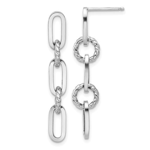 14k-white-gold-polish-and-twisted-chain-link-dangle-post-earrings-SolomonJeweler-Wichita-KS-CustomJewelry