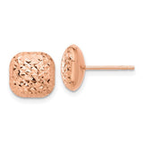 14k-rose-gold-polished-diamond-cut-10mm-puffed-square-post-earrings-SolomonJeweler-Wichita-KS-CustomJewelry