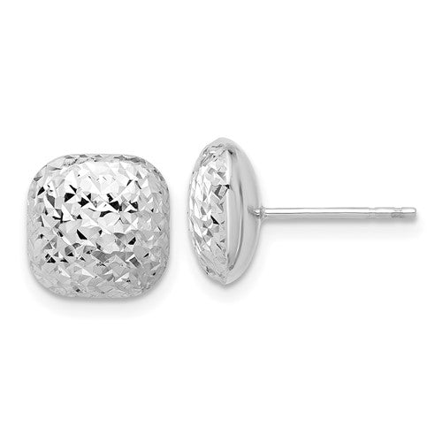 14k-white-gold-polished-diamond-cut-10mm-puffed-square-post-earrings-SolomonJeweler-Wichita-KS-CustomJewelry
