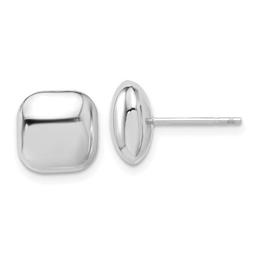 14k-white-gold-polished-10mm-puffed-square-post-earrings-SolomonJeweler-Wichita-KS-CustomJewelry