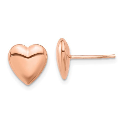 14k-rose-gold-polished-puffed-heart-post-earrings-SolomonJeweler-Wichita-KS-CustomJewelry