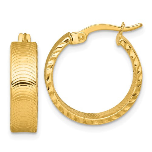 14k-polished-diamond-cut-textured-hoop-earrings-SolomonJeweler-Wichita-KS-CustomJewelry