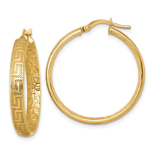 14k-polished-textured-4mm-greek-key-textured-inside-hinged-hoop-earrings-SolomonJeweler-Wichita-KS-CustomJewelry