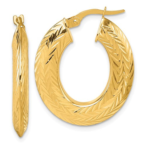 14k-polished-and-diamond-cut-oval-hoop-earrings-SolomonJeweler-Wichita-KS-CustomJewelry