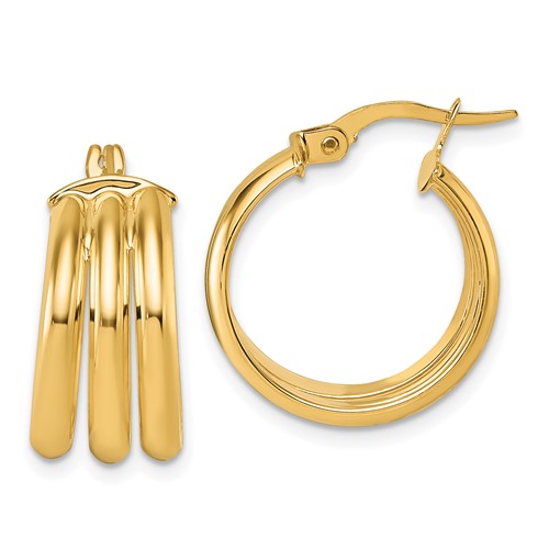 14k-polished-triple-row-hoop-earrings-SolomonJeweler-Wichita-KS-CustomJewelry