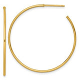 14k gold polished post hoop earrings, 1.2 x 40mm size, elegant jewelry piece with a smooth finish, from Solomon Jewelers.