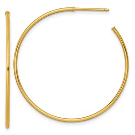 14k gold polished post hoop earrings, 1.2 x 40mm size, elegant jewelry piece with a smooth finish, from Solomon Jewelers.