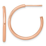 14k rose gold polished post hoop earrings, 2.0 x 25mm size, elegant jewelry design from Solomon Jewelers