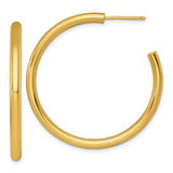 14k gold polished post hoop earrings, 3.0 x 40mm, Solomon Jewelers jewelry featuring sleek, shiny hoop design.
