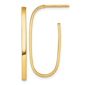 14k polished gold long 2mm post hoop earrings by Solomon Jewelers, showcasing sleek, shiny jewelry with a classic hoop design.