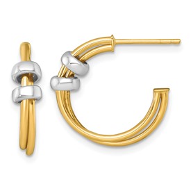 14k-two-tone-polished-double-row-hoop-post-earrings-SolomonJeweler-Wichita-KS-CustomJewelry