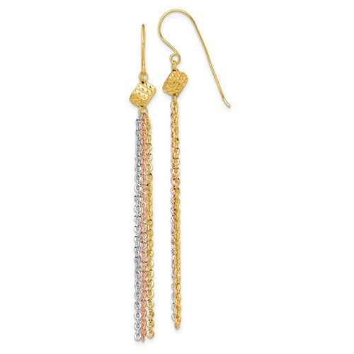 14k-tri-color-polished-fancy-dangle-tassel-shepherds-hook-earrings-SolomonJeweler-Wichita-KS-CustomJewelry