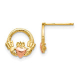 14k-two-tone-claddagh-post-earrings-SolomonJeweler-Wichita-KS-CustomJewelry