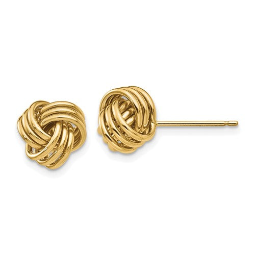 14k-polished-triple-knot-post-earrings-SolomonJeweler-Wichita-KS-CustomJewelry
