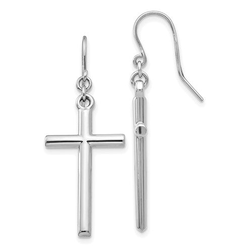 14k-white-gold-hollow-cross-dangle-earrings-SolomonJeweler-Wichita-KS-CustomJewelry