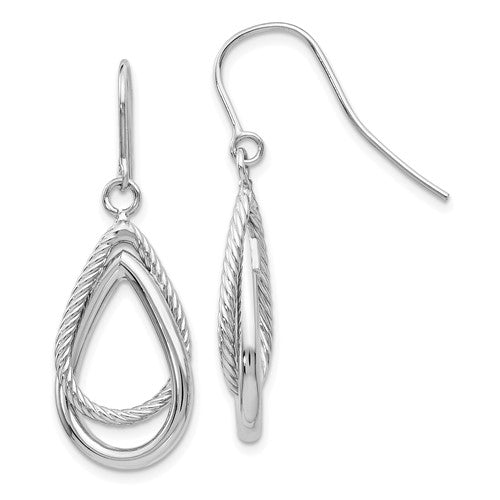 14k-white-gold-polished-and-textured-teardrop-shepherd-hook-earrings-SolomonJeweler-Wichita-KS-CustomJewelry