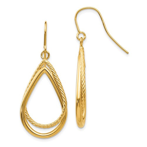 14k-polished-and-textured-teardrop-shepherd-hook-earrings-SolomonJeweler-Wichita-KS-CustomJewelry