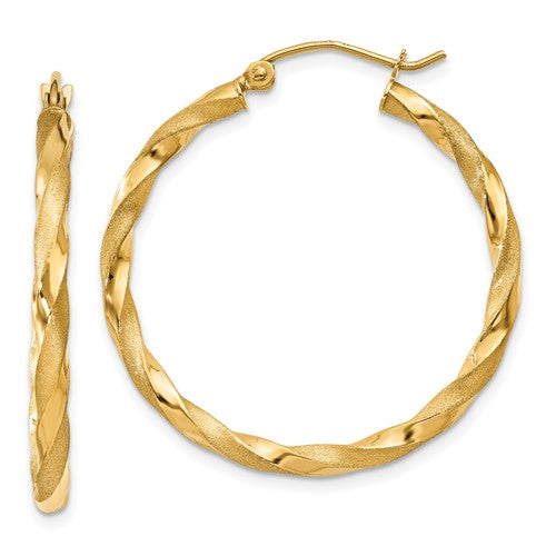 14k-polished-satin-twisted-hoop-earrings-SolomonJeweler-Wichita-KS-CustomJewelry