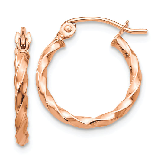 14k Rose Gold Twisted Hoop Earrings - Solomon Jewelers