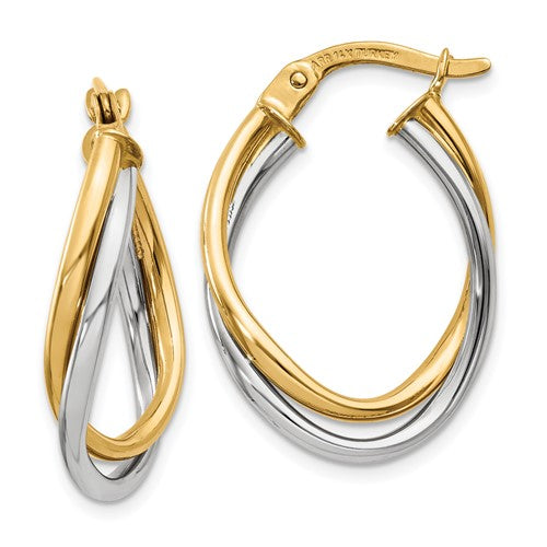 14k-two-tone-polished-oval-hoop-earrings-SolomonJeweler-Wichita-KS-CustomJewelry