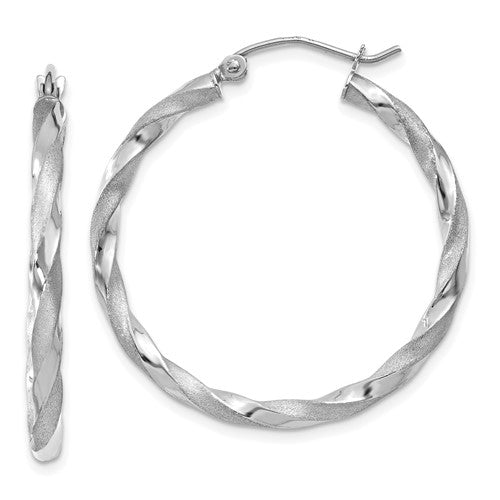 14k-white-gold-polished-satin-twisted-hoop-earrings-SolomonJeweler-Wichita-KS-CustomJewelry