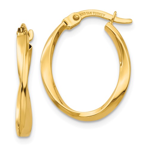 14k-gold-polished-twisted-oval-hoop-earrings-SolomonJeweler-Wichita-KS-CustomJewelry