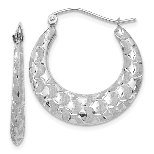 14k-white-gold-satin-and-diamond-cut-hoop-earrings-SolomonJeweler-Wichita-KS-CustomJewelry