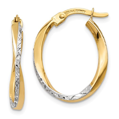 14k-w-white-rhodium-textured-and-polished-oval-hoop-earrings-SolomonJeweler-Wichita-KS-CustomJewelry