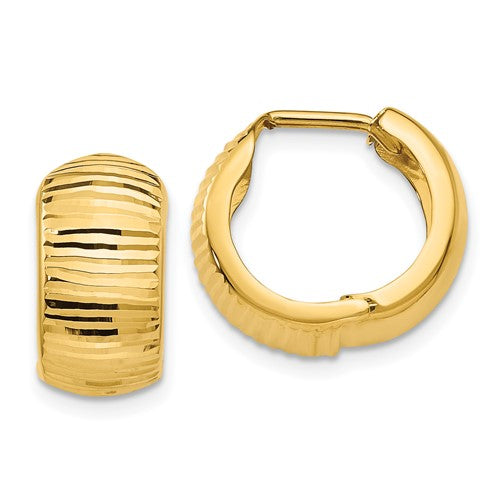 14k-gold-textured-and-polished-hinged-hoop-earrings-SolomonJeweler-Wichita-KS-CustomJewelry